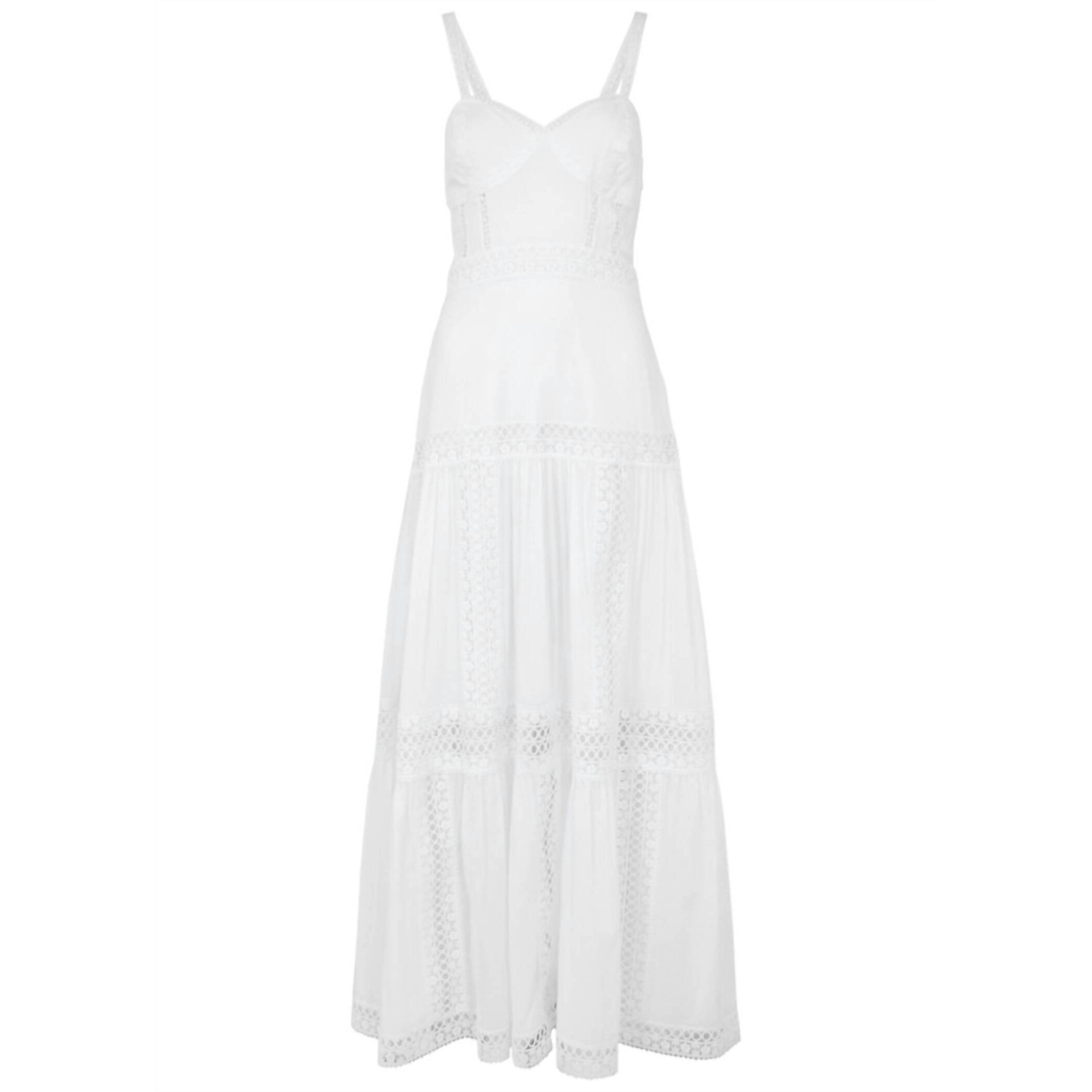 New Charo Ruiz Giogia Lace-Trimmed Long Dress In White — image 4 of 5